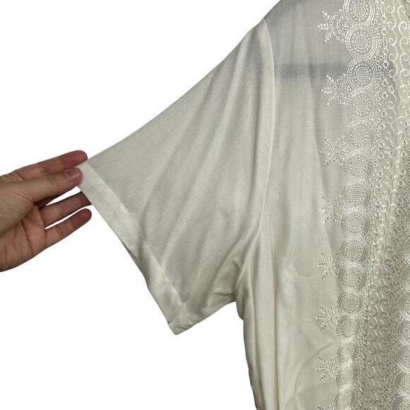 Fashion Bug Cream Embroidered Rayon Blouse 14/16 Vintage Light Academia - Picture 4 of 6